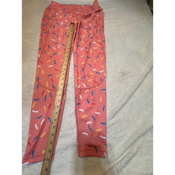 Feed Me Fight Me High Rise Pocket Leggings Sz L Womens Pink Workout Pants F2 - Picture 3 of 11